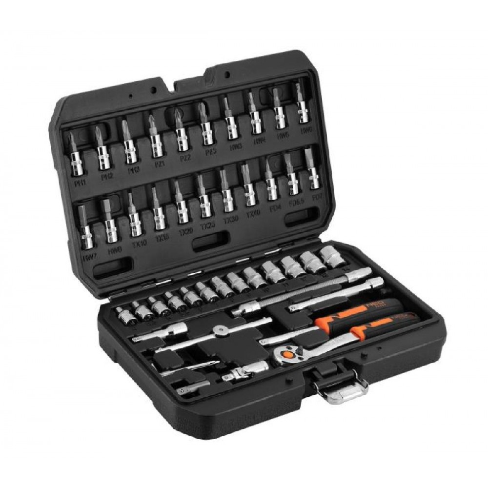 NEO TOOLS Καστάνια Με Καρυδάκια Με Καρέ Υποδοχής (1/4") Σετ 46 Τεμαχίων 10-004