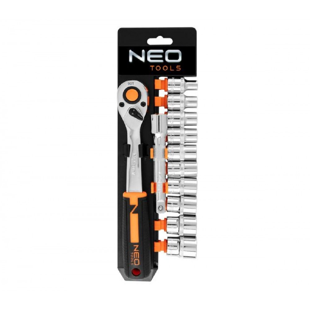 NEO TOOLS Καστάνια Με Καρυδάκια Με Καρέ Υποδοχής (1/2") Σετ 12 Τεμαχών 10-030