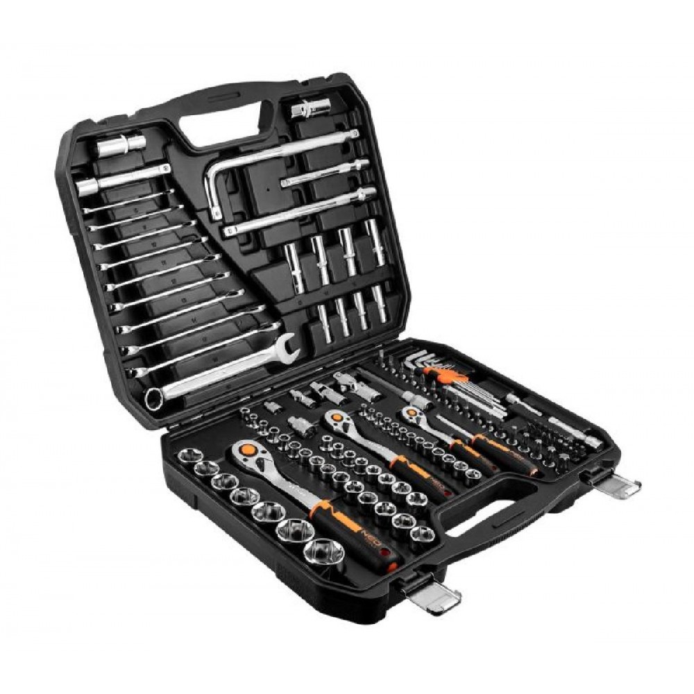 NEO TOOLS Καστάνια Με Καρυδάκια Με Καρέ Υποδοχής (1/2"),  (1/4"),  (3/8") Σετ 126 Τεμαχίων 10-070