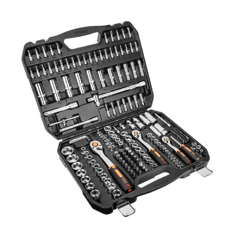 NEO TOOLS Καστάνια Με Καρυδάκια Με Καρέ Υποδοχής (1/2"),  (1/4"),  (3/8") Σετ 182 Τεμαχίων 10-074