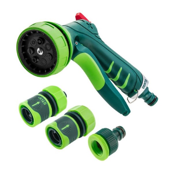 Verto 15G713 Σετ Πιστόλι Νερού με Ταχυσυνδέσμους Ρυθμιζόμενο 7 Επιλογών 4τμχ Verto 15G713 Σετ Πιστόλι Νερού με Ταχυσυνδέσμους Ρυθμιζόμενο 7 Επιλογών 4τμχ