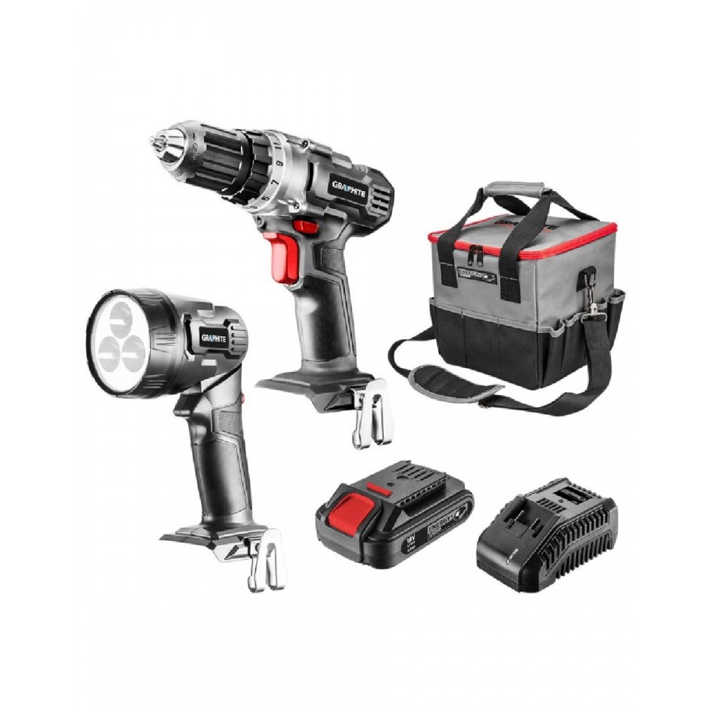 GRAPHITE Σετ Δραπανοκατσάβιδο & Φακός 18V 2.0Ah 58G016