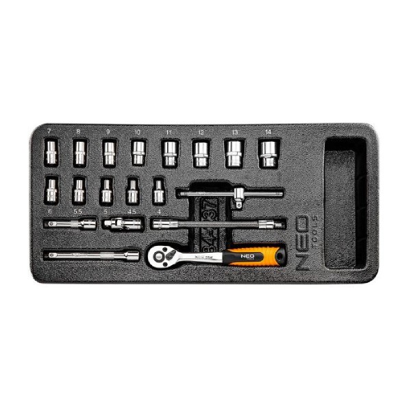 NEO TOOLS Καστάνια Με Καρυδάκια Με Καρέ Υποδοχής (1/4") Σετ 19 Τεμαχίων 84-237 NEO TOOLS Καστάνια Με Καρυδάκια Με Καρέ Υποδοχής (1/4") Σετ 19 Τεμαχίων 84-237